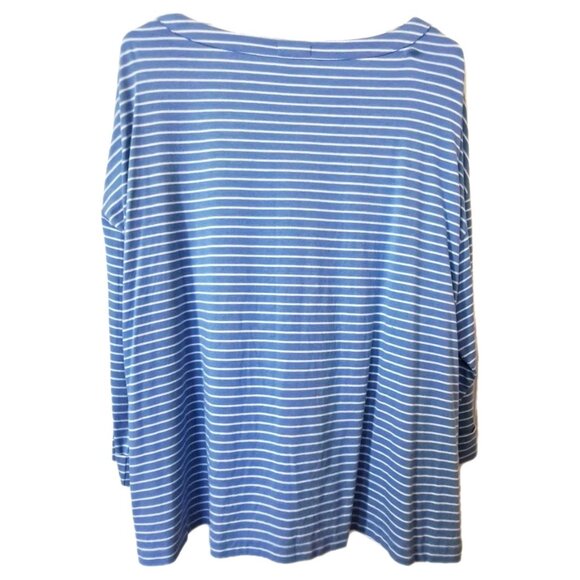 J.Jill Women's 2X Blue Striped 3/4 Sleeve Button Shoulder Sample Top - Picture 3 of 11